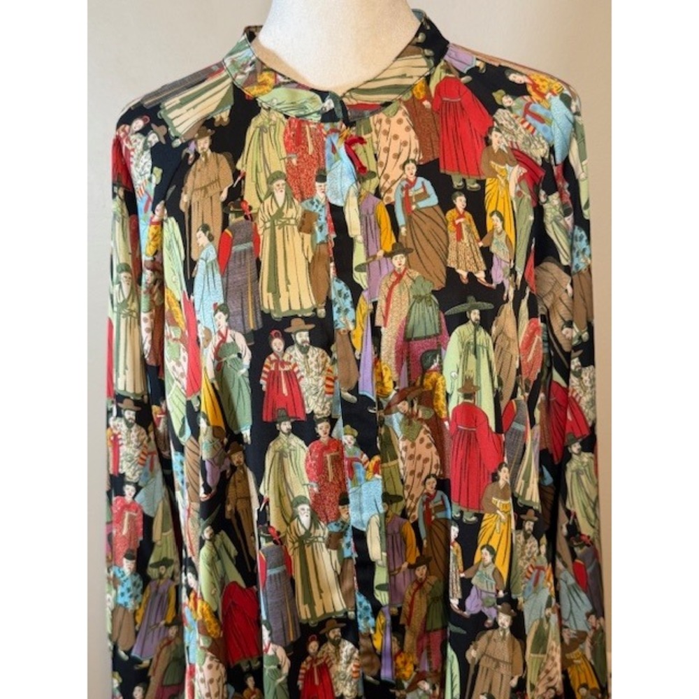 NWT Natori Dynasty Zip Caftan M‎ Korean Hanbok Print Luxury Robe $160 Retail - Picture 10 of 10